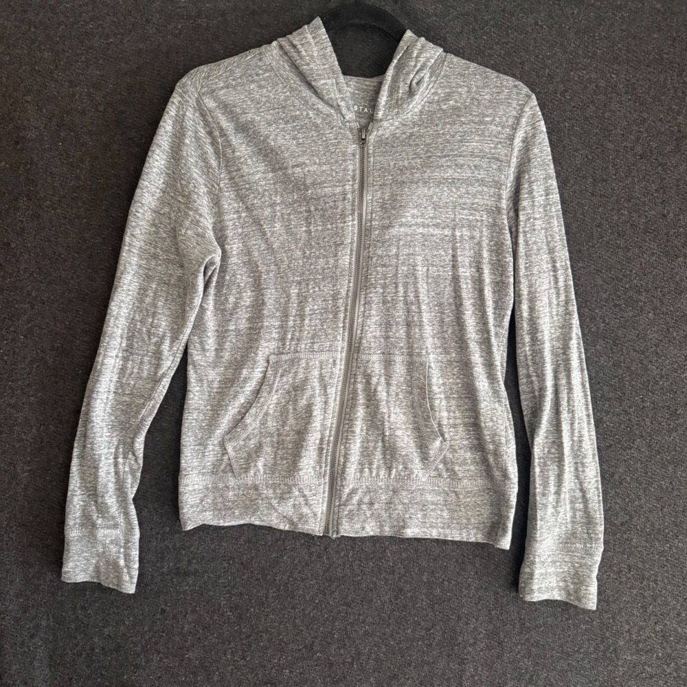 Aeropostale Gray Heathered Zip Up Hoodie Sweatshirt Fitted y2k lightweight Bella